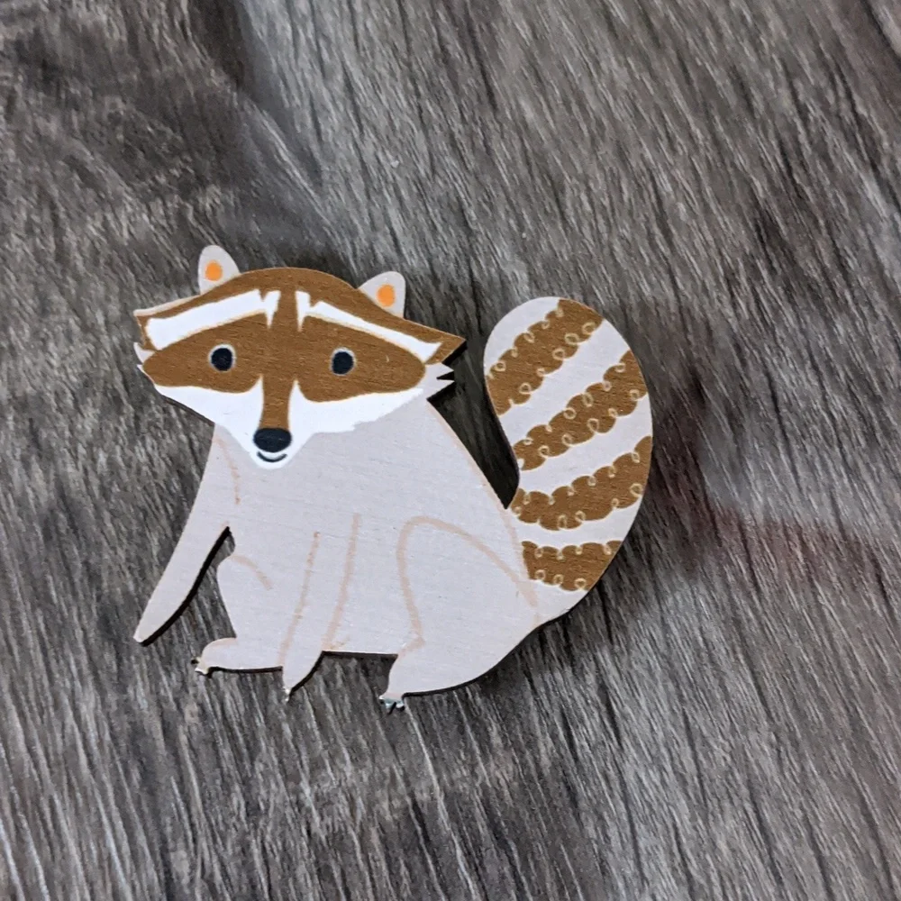 Little Wooden Set Of 10 Forest Animals Fox Turtle Bear Raccoons Squirrel Owls